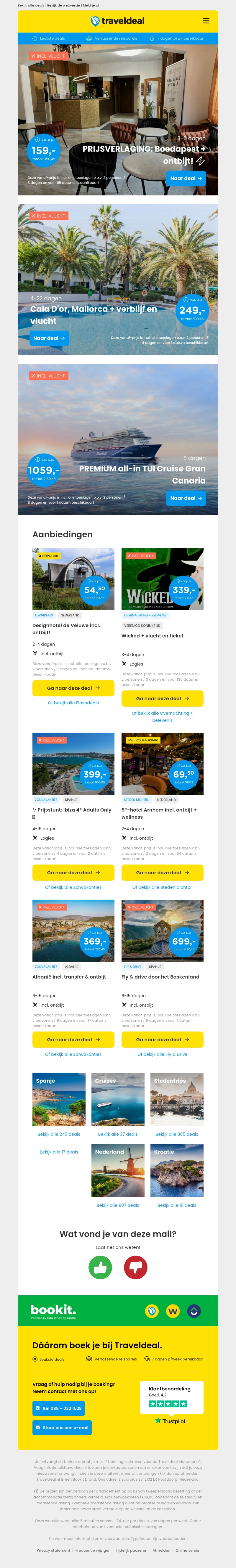 Tijdelijk Korting! ✨ Stedentrip Boedapest + ontbijt v.a. 159 | Spotgoedkoop naar Mallorca v.a. 239 p.p.! Tijdelijk Korting! ✨ Stedentrip Boedapest + ontbijt v.a. 159 | Spotgoedkoop naar Mallorca v.a. 239 p.p.!