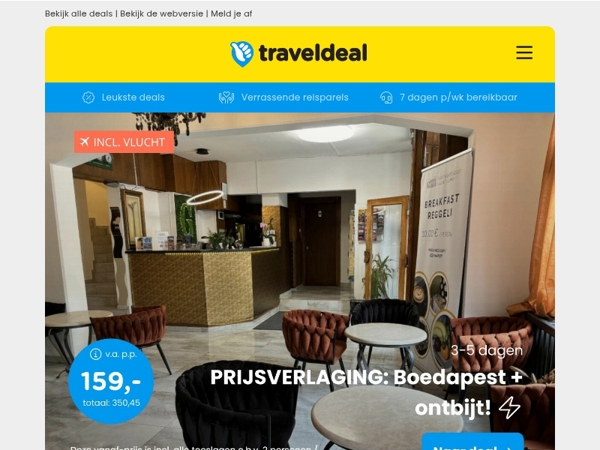 Tijdelijk Korting! ✨ Stedentrip Boedapest + ontbijt v.a. 159 | Spotgoedkoop naar Mallorca v.a. 239 p.p.!