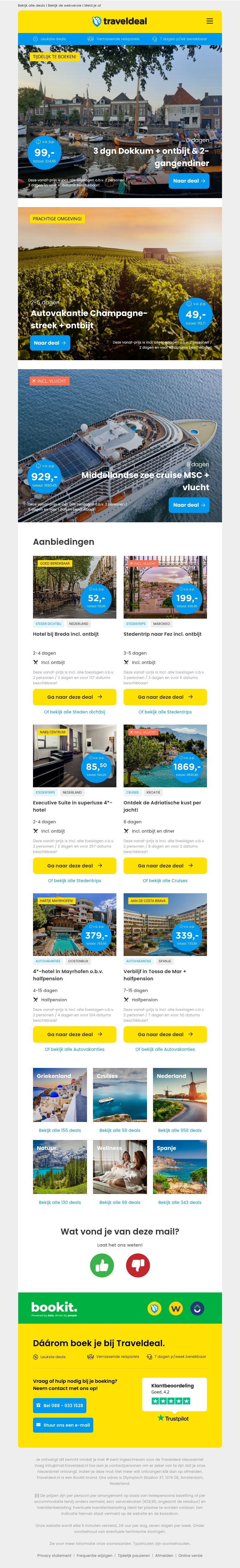 Acties! 🔥 3 dgn Dokkum + ontbijt & diner v.a. 99 | Champagnestreek + ontbijt v.a. 49 | Cruise Middellandse Zee 929 & MEER! Acties! 🔥 3 dgn Dokkum + ontbijt & diner v.a. 99 | Champagnestreek + ontbijt v.a. 49 | Cruise Middellandse Zee 929 & MEER!