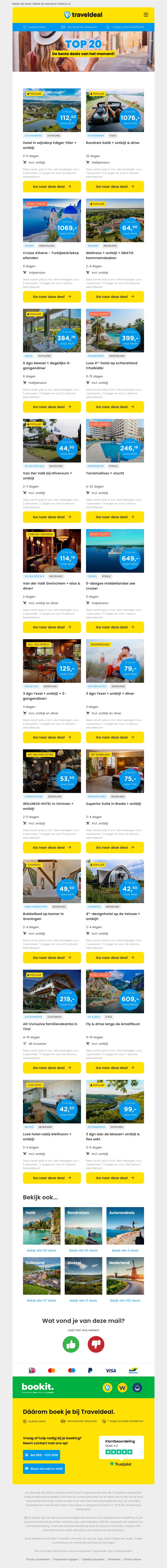 Deal-ALERT! ⚠️ De BEST geboekte acties van afgelopen week 👉 3 dgn wijndorp de Moezel v.a. 112,50 | 22-daagse rondreis Italië + diner v.a. 1076 p.p.! Deal-ALERT! ⚠️ De BEST geboekte acties van afgelopen week 👉 3 dgn wijndorp de Moezel v.a. 112,50 | 22-daagse rondreis Italië + diner v.a. 1076 p.p.!