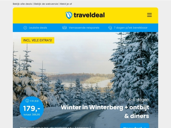 ⛄ 4 dgn Winterberg Sauerland + diners v.a. 179 | 3 dgn 4*-Fletcher Marknesse bij Giethoorn + diner v.a. 99 p.p.!
