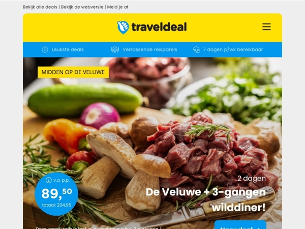 🍷 Culinair wildarrangement op de Veluwe v.a. 89,50 | Hilton hotel Sittard + LUXE ontbijt v.a. 67 p.p.!