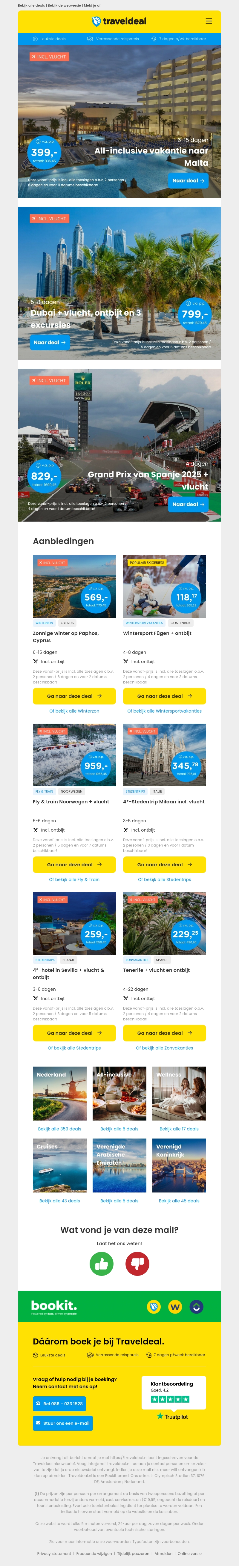 All-inclusive vakantie naar Malta v.a. €399 per persoon | Dubai + vlucht, ontbijt en 3 excursies v.a. €799 per persoon & nog veel meer All-inclusive vakantie naar Malta v.a. €399 per persoon | Dubai + vlucht, ontbijt en 3 excursies v.a. €799 per persoon & nog veel meer