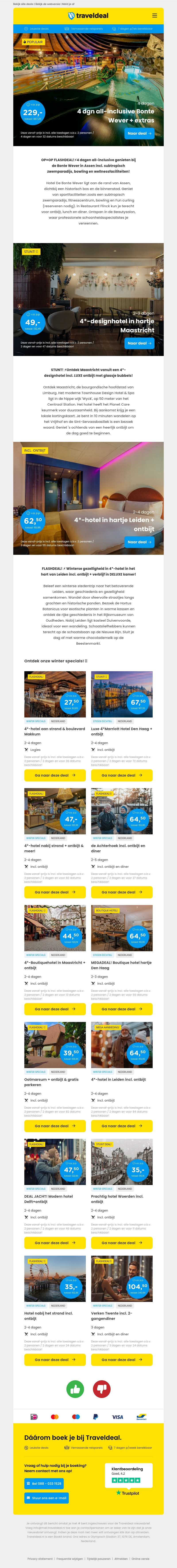 NIEUW! 🚀 4 dgn ALL-INCLUSIVE Bonte Wever v.a. 229 | 4*-Designhotel hartje Maastricht v.a. 49 | 4*-Hotel Leiden + ontbijt 62,50 p.p.! NIEUW! 🚀 4 dgn ALL-INCLUSIVE Bonte Wever v.a. 229 | 4*-Designhotel hartje Maastricht v.a. 49 | 4*-Hotel Leiden + ontbijt 62,50 p.p.!