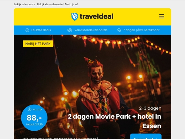 👻 2 dgn Movie Park Halloween v.a. 88 | 4*-Strandhotel Vigilante Friesland + ontbijt v.a. 49,50 p.p.!