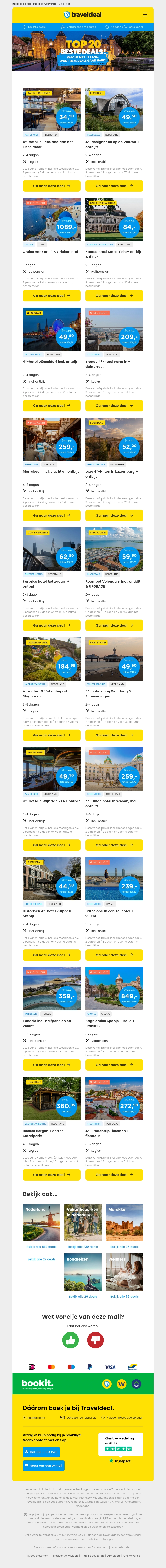 De top 20 van deze week! ⭐ 4*-hotel Friesland IJsselmeer v.a. 34,50 | Designhotel de Veluwe v.a. 49,50 | Cruise Italië & Griekenland 1089 & meer! De top 20 van deze week! ⭐ 4*-hotel Friesland IJsselmeer v.a. 34,50 | Designhotel de Veluwe v.a. 49,50 | Cruise Italië & Griekenland 1089 & meer!