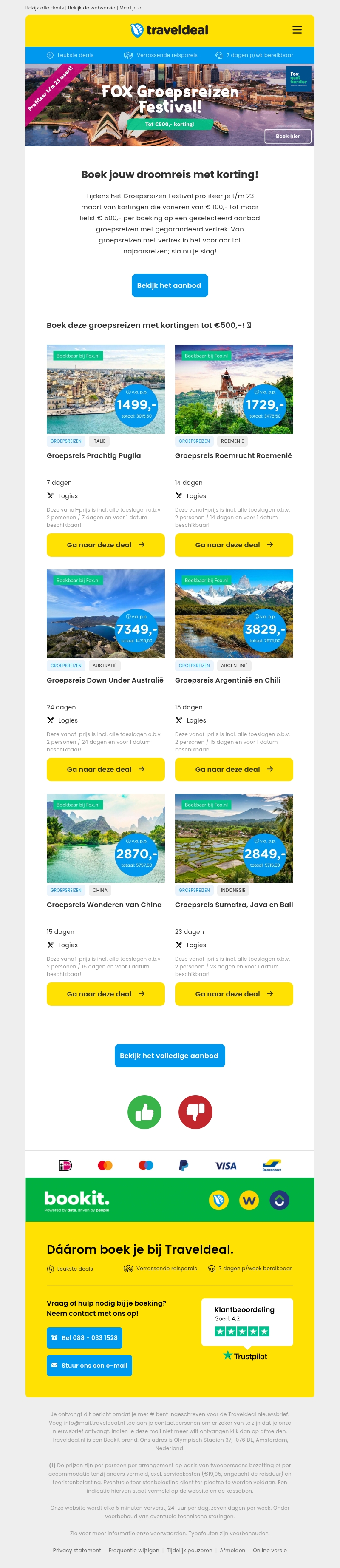 FOX Groepsreizen Festival! 🔥 Tot € 500,- korting op geselecteerd reisaanbod! 🤩✈️ FOX Groepsreizen Festival! 🔥 Tot € 500,- korting op geselecteerd reisaanbod! 🤩✈️