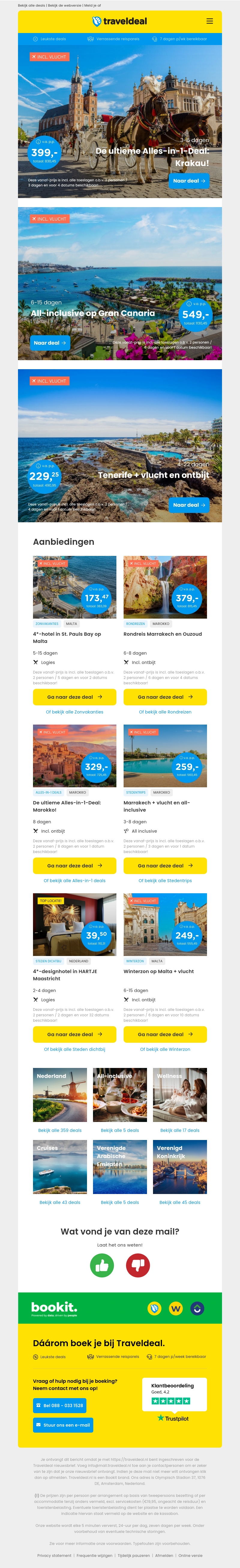 De ultieme Alles-in-1-Deal: Krakau! v.a. €399 per persoon | All-inclusive op Gran Canaria v.a. €549 per persoon & nog veel meer 💥 De ultieme Alles-in-1-Deal: Krakau! v.a. €399 per persoon | All-inclusive op Gran Canaria v.a. €549 per persoon & nog veel meer 💥