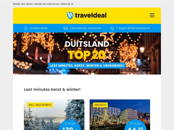 Top 20 Duitsland! 🤩 Last Minutes kerst & winter + vroegboek voorjaar & zomer 2026!