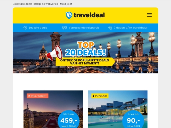 📣 Top 20: Rondreis Marokko + excursies 459 | Sanadome Nijmegen 90 | Hilton Düsseldorf 49,50 & MEER!