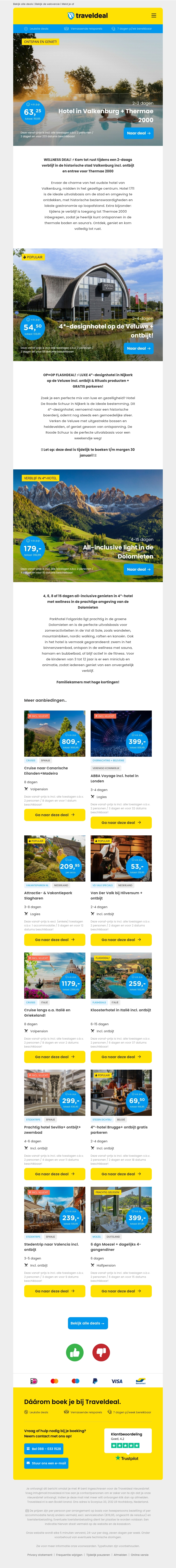 💥 Razend populair! 😱 Valkenburg + Thermae 2000 v.a. 63,25 | 4*-Designhotel de Veluwe v.a. 54,50 & MEER! 💥 Razend populair! 😱 Valkenburg + Thermae 2000 v.a. 63,25 | 4*-Designhotel de Veluwe v.a. 54,50 & MEER!