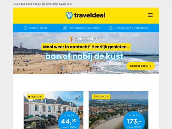 Mooi weer in aantocht! 🌡️☀️ Boek nu jouw verblijf aan of nabij de kust v.a. 34,50 p.p.! 🤯