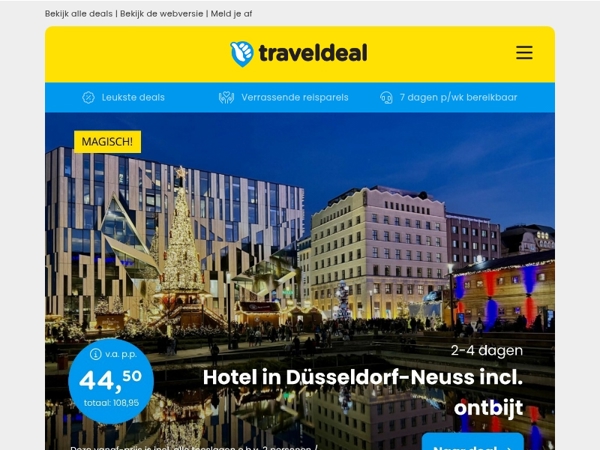FLASHDEALS ⚡ Düsseldorf kerstmarkt + hotel & sauna v.a. €44,50 | Winterzon Costa del Sol v.a. €289 🤯