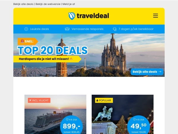 🚨 SNEL: Deze 20x deals gaan heel hard... 😱 8-daagse Middellandse Zee cruise + balkonhut + volpension + vlucht v.a. 899,- p.p. & MEER! 🔥