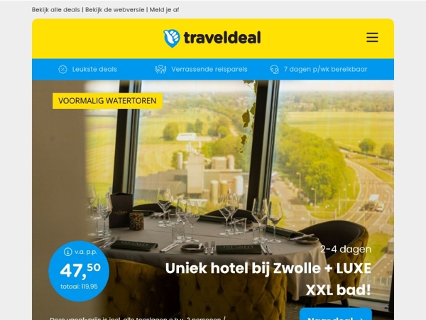 Weekendje Zwolle? Unieke & LUXE overnachting + XXL BAD v.a. 62,50 p.p.! 😱