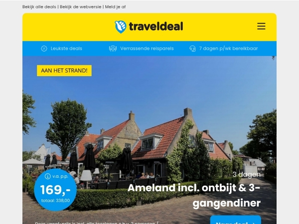 🌊 3 dgn Ameland + ontbijt, 3-gangendiner & SUITE v.a. 169 | 🚢 Cruise langs de wonderen van Pompeï v.a. 1529 p.p.!
