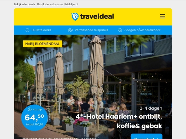 4*-hotel Haarlem + ontbijt, koffie & gebak v.a. 64,50 | 10-daagse Nijlcruise Egypte o.b.v. volpension v.a. 1479 p.p.!