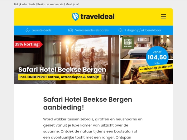 Boek nu Safari Hotel Beekse Bergen met 39% korting! 💥