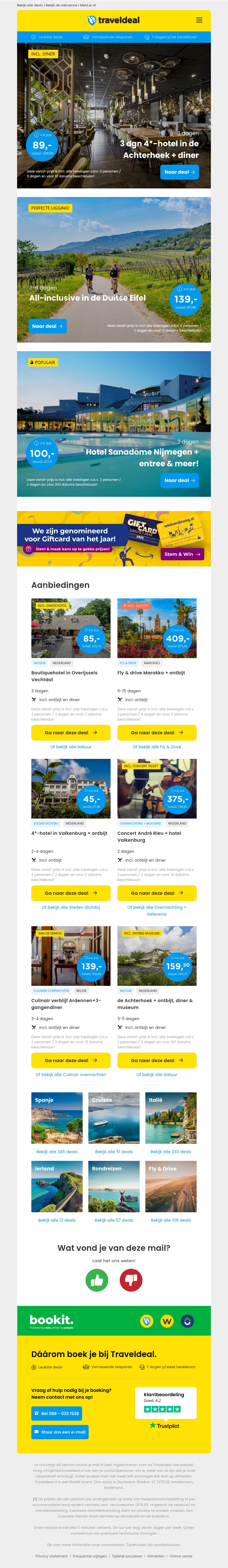 💥 3 dgn Achterhoek + ontbijt & diner v.a. SLECHTS 89,- p.p. | 3 dgn all-inclusive Duitse Eiffel v.a. 139,- p.p.! 💥 3 dgn Achterhoek + ontbijt & diner v.a. SLECHTS 89,- p.p. | 3 dgn all-inclusive Duitse Eiffel v.a. 139,- p.p.!