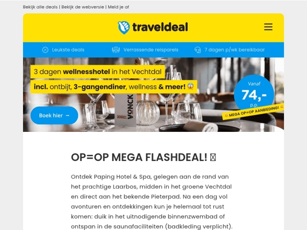 WOW, GEEN GRAP! 😱 3 dagen Vechtdal + ontbijt, 3-gangendiner, wellness & MEER v.a. 74 p.p.! 🤯