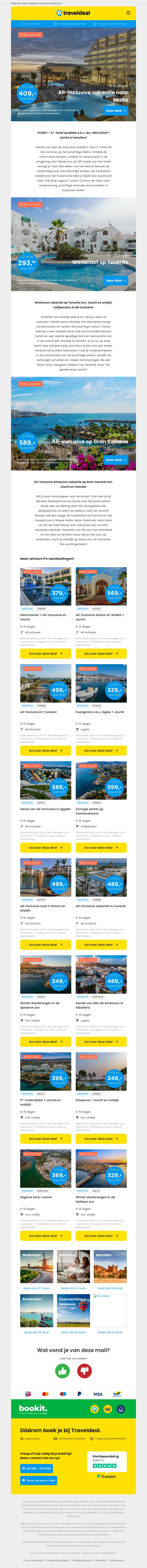 Vlieg naar de zon! ☀️ Nu populair: all-inclusive Malta v.a. 409 | Tenerife v.a. 294 | Gran Canaria v.a. 589 pp! ✈️ Vlieg naar de zon! ☀️ Nu populair: all-inclusive Malta v.a. 409 | Tenerife v.a. 294 | Gran Canaria v.a. 589 pp! ✈️