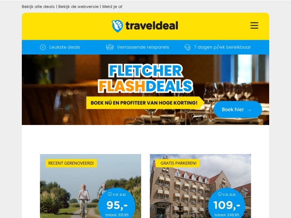 🎉 Pak ‘m! Fletcher Aanbiedingen incl. ontbijt & diner v.a. €89 p.p. 🍽️