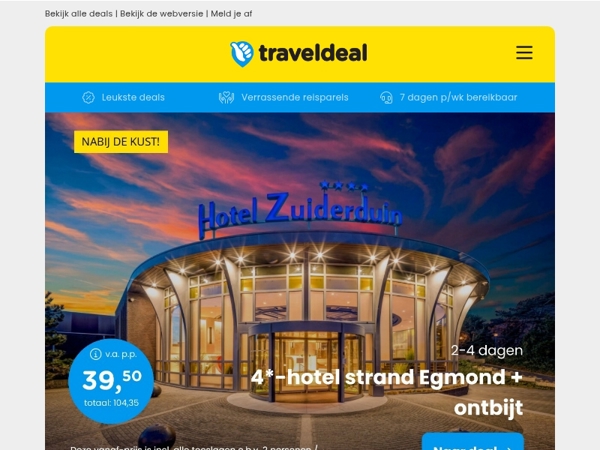 🌊 4*-hotel Zuiderduin aan het strand Egmond v.a. 39,50 | 3 dgn all-inclusive bij de Bonte Wever 179 p.p.!