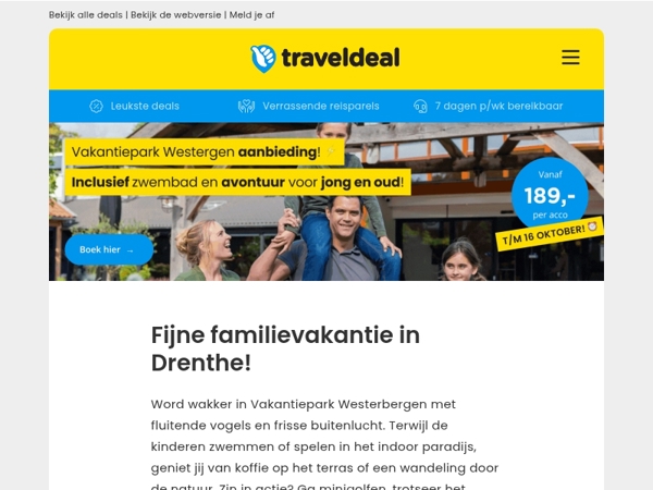 FLASHDEAL! ⚡️ Bosbungalow op Vakantiepark Westerbergen v.a. 189 per bungalow! 😵