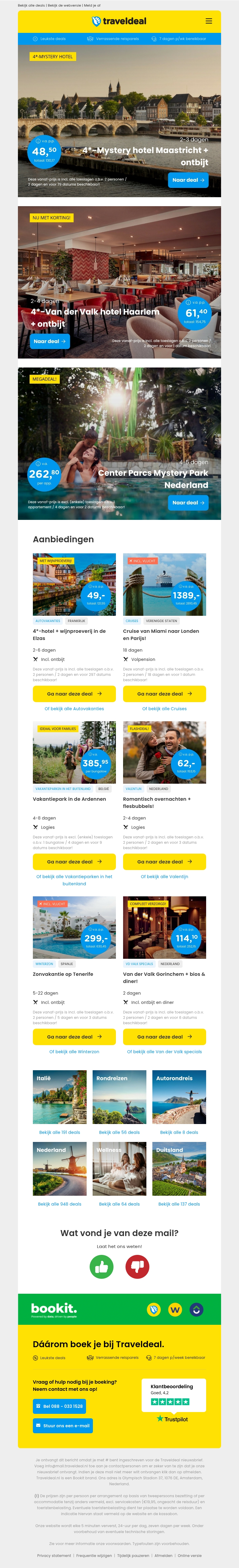 ⭐ WEEKEND-DEALS! ⭐ ️4*-MYSTERY hotel Maastricht + ontbijt v.a. 48,50 p.p. | 72-UURS DEAL: Van der Valk Hotel Haarlem v.a. 62,- p.p. | Center Parcs Mystery Park Nederland v.a. 253,-! ⭐ WEEKEND-DEALS! ⭐ ️4*-MYSTERY hotel Maastricht + ontbijt v.a. 48,50 p.p. | 72-UURS DEAL: Van der Valk Hotel Haarlem v.a. 62,- p.p. | Center Parcs Mystery Park Nederland v.a. 253,-!