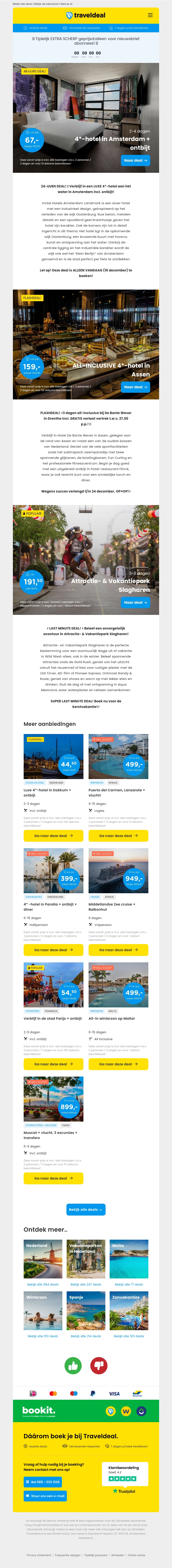 SUPER FLASH SALE! ⚡ 4*-hotel Amsterdam + ontbijt 67 | 3 dgn all-inclusive Bonte Wever 159 p.p.! SUPER FLASH SALE! ⚡ 4*-hotel Amsterdam + ontbijt 67 | 3 dgn all-inclusive Bonte Wever 159 p.p.!