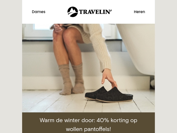 40% korting op warme wollen pantoffels