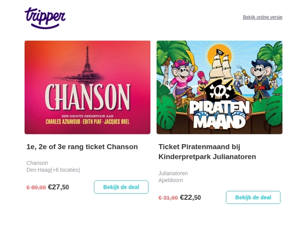 Chanson, Julianatoren Piratenmaand, Wehkamp cadeaukaart & meer