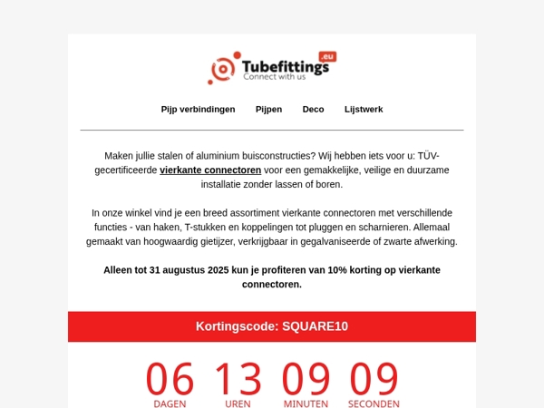 Robuuste vierkante koppelingen met TÜV-certificaat - nu in de aanbieding
