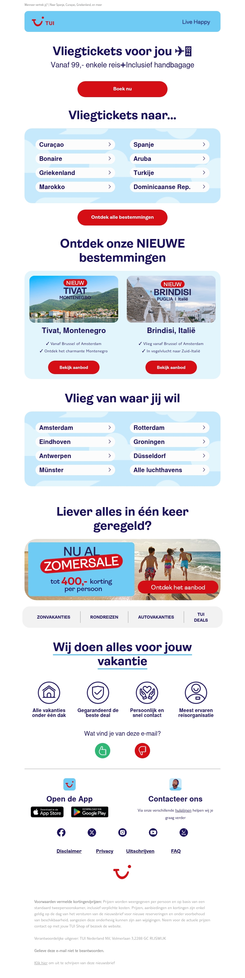 Vluchten vanaf 99,- enkele reis Vluchten vanaf 99,- enkele reis