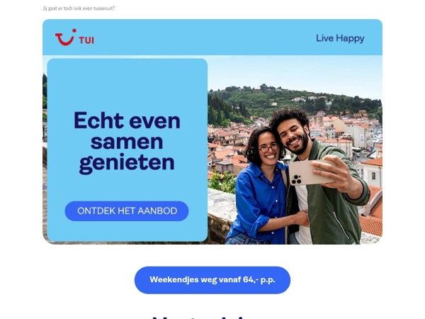 Vanaf 64,- p.p. een weekendje weg