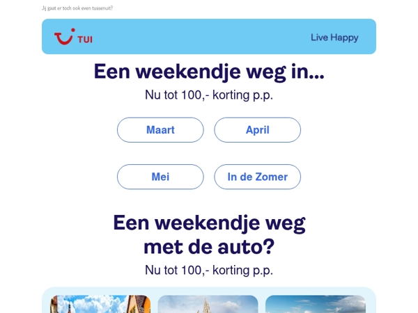 Vanaf 62,- p.p. een weekendje weg
