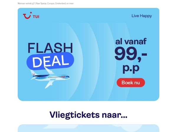 Flash Deal: Vluchten vanaf 99,- enkele reis