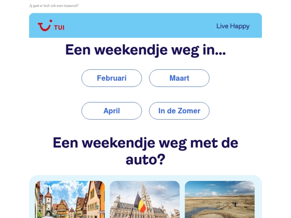 Vanaf 70,- p.p. een weekendje weg