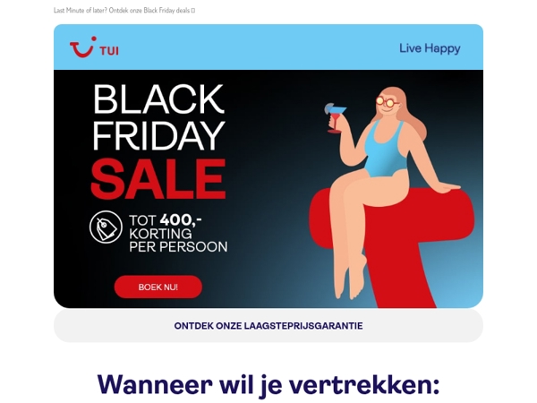 📨Je mail van TUI: tot 400,- Black Friday korting p.p. op ALLE Zonvakanties☀️