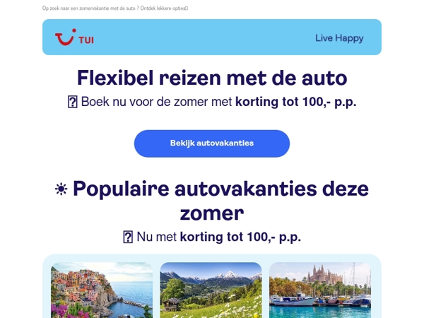 Flexibel reizen met de auto | Nu met zomerkorting