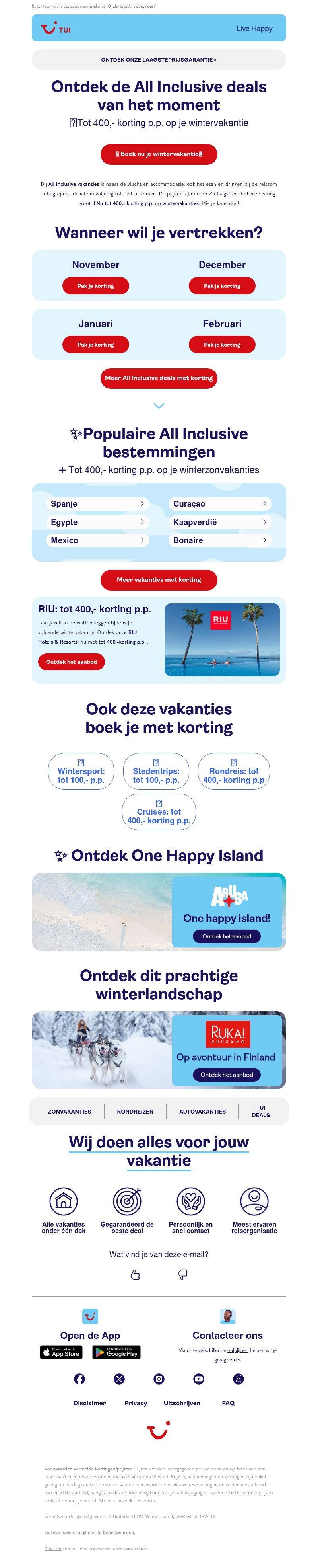 📨Je mail van TUI: hier is je 400,- korting op All Inclusive wintervakanties 📨Je mail van TUI: hier is je 400,- korting op All Inclusive wintervakanties