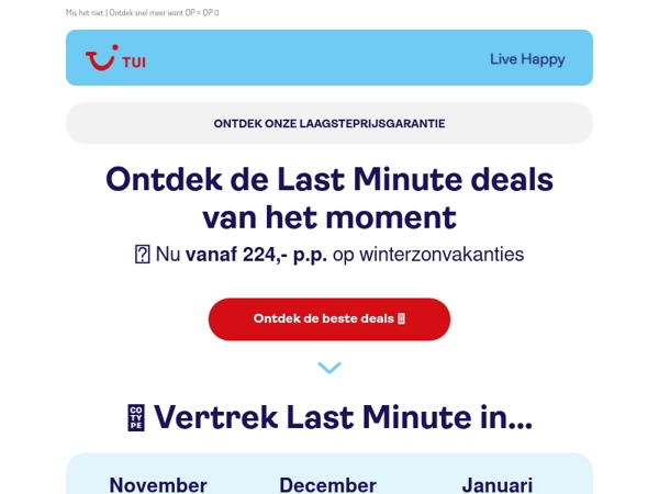 Last Minute weg? Nu al vanaf 224,- p.p.