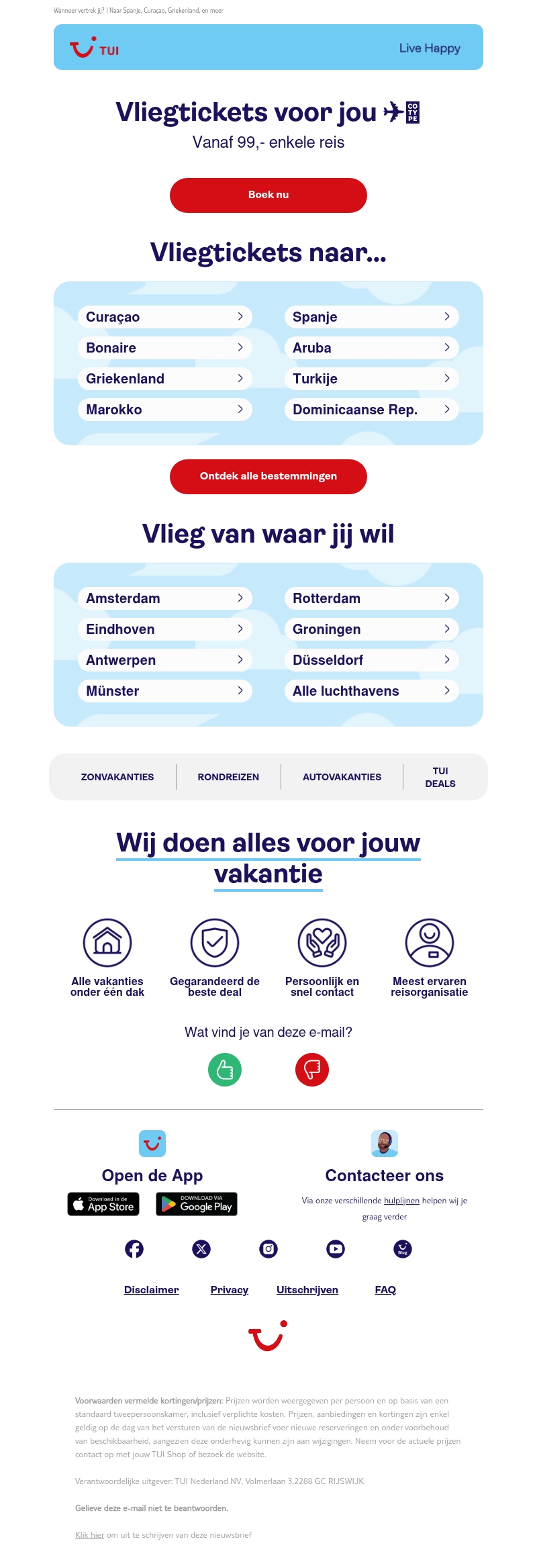 Vluchten vanaf 99,- enkele reis Vluchten vanaf 99,- enkele reis