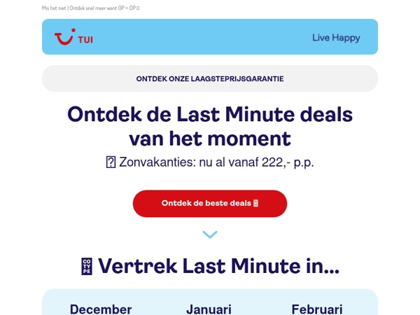 Last Minute weg? Nu al vanaf 222,- p.p.