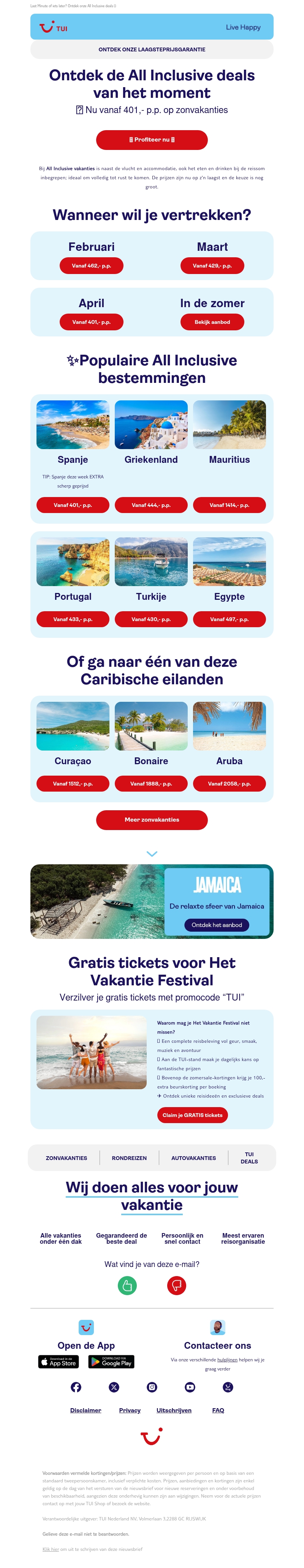 All Inclusive vanaf 401,-p.p. All Inclusive vanaf 401,-p.p.