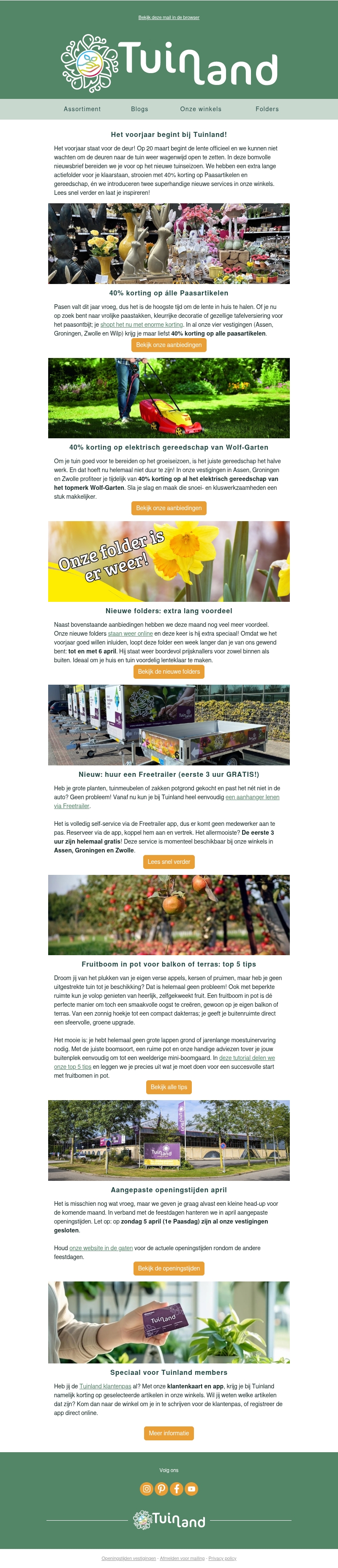 Het voorjaar begint bij Tuinland! 🌱 40% korting & nieuwe folders Het voorjaar begint bij Tuinland! 🌱 40% korting & nieuwe folders
