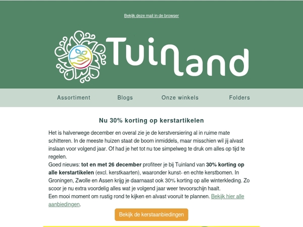 30% kerstvoordeel en nieuwe folders bij Tuinland! ✨