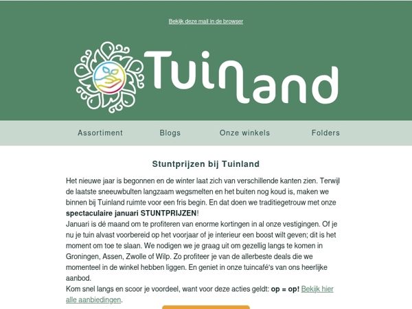 Stuntprijzen bij Tuinland in januari: profiteer nu! ⏰