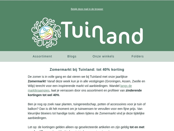 Zomermarkt bij Tuinland: flinke kortingen ☀️