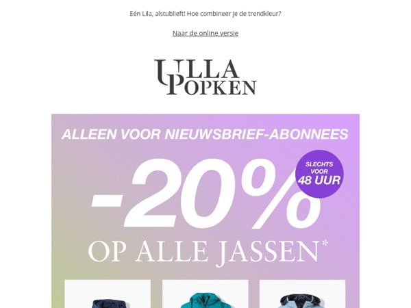 📢 20% korting op jassen